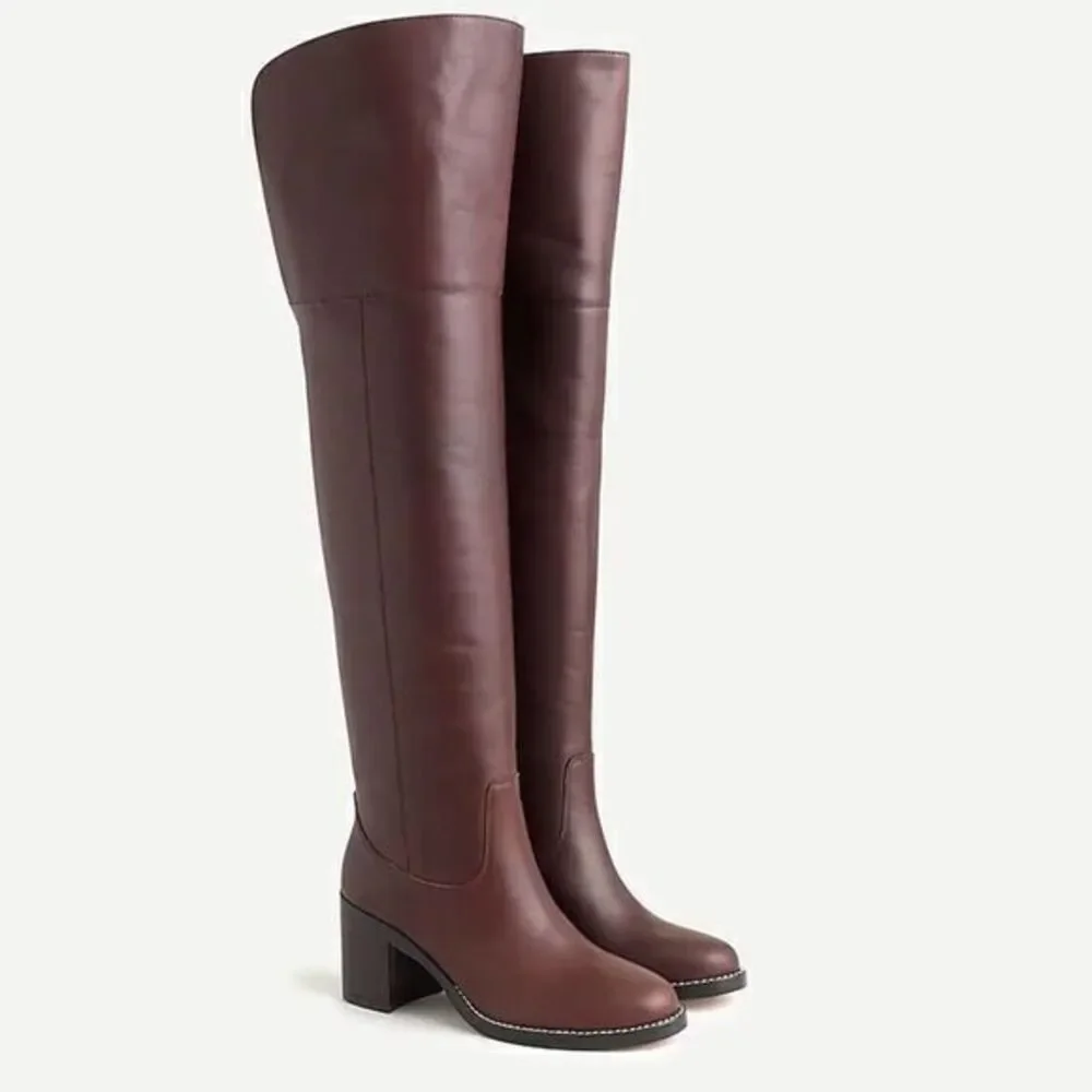J.CREW Leather Over-the-Knee Burgundy Boots Size 6.5